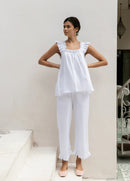 Piyama Ruffle Strap Cotton Tank (L)