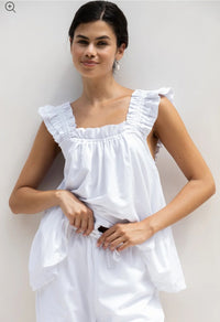 Piyama Ruffle Strap Cotton Tank (L)