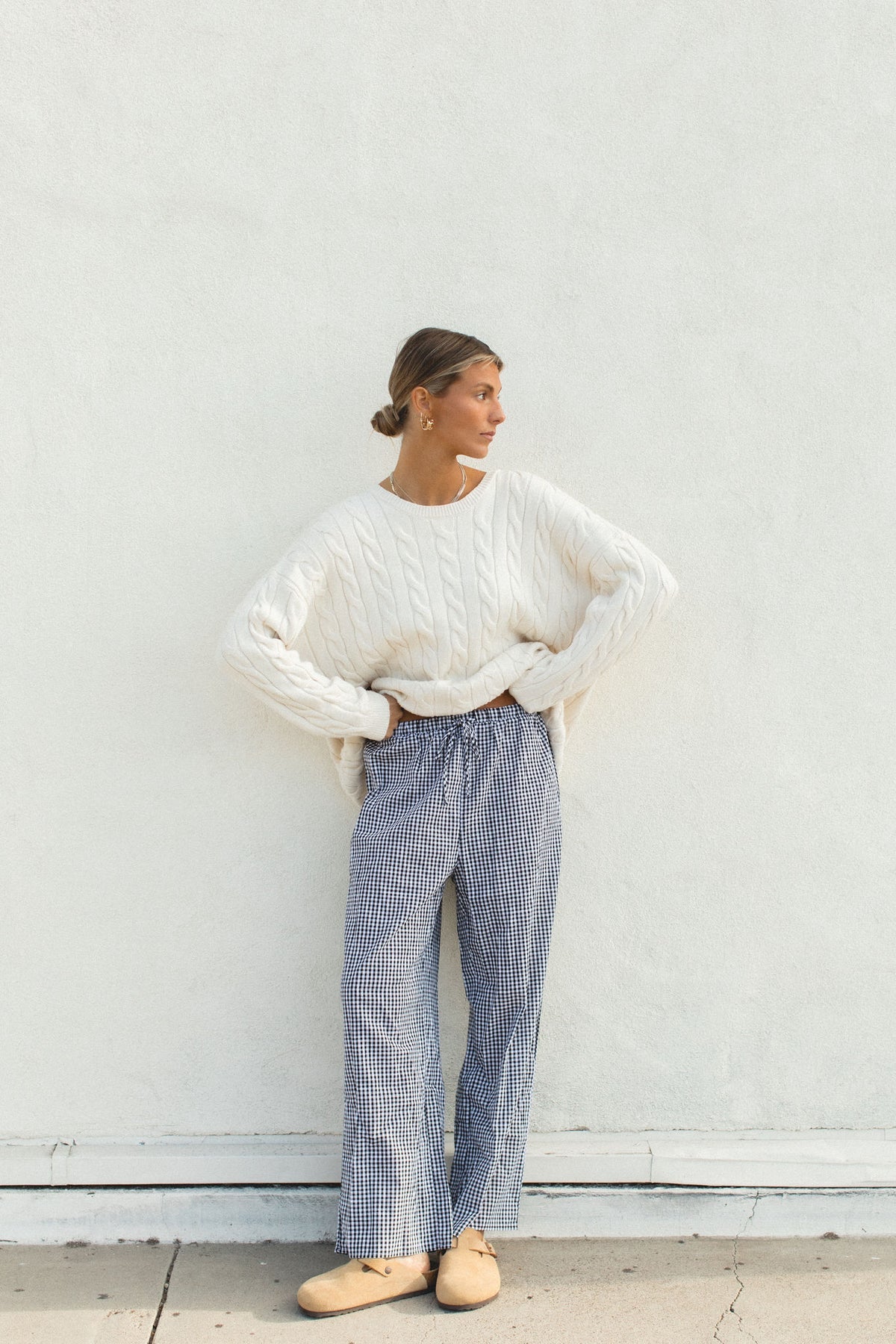 Solai Gingham Wide Leg Pants (XL)
