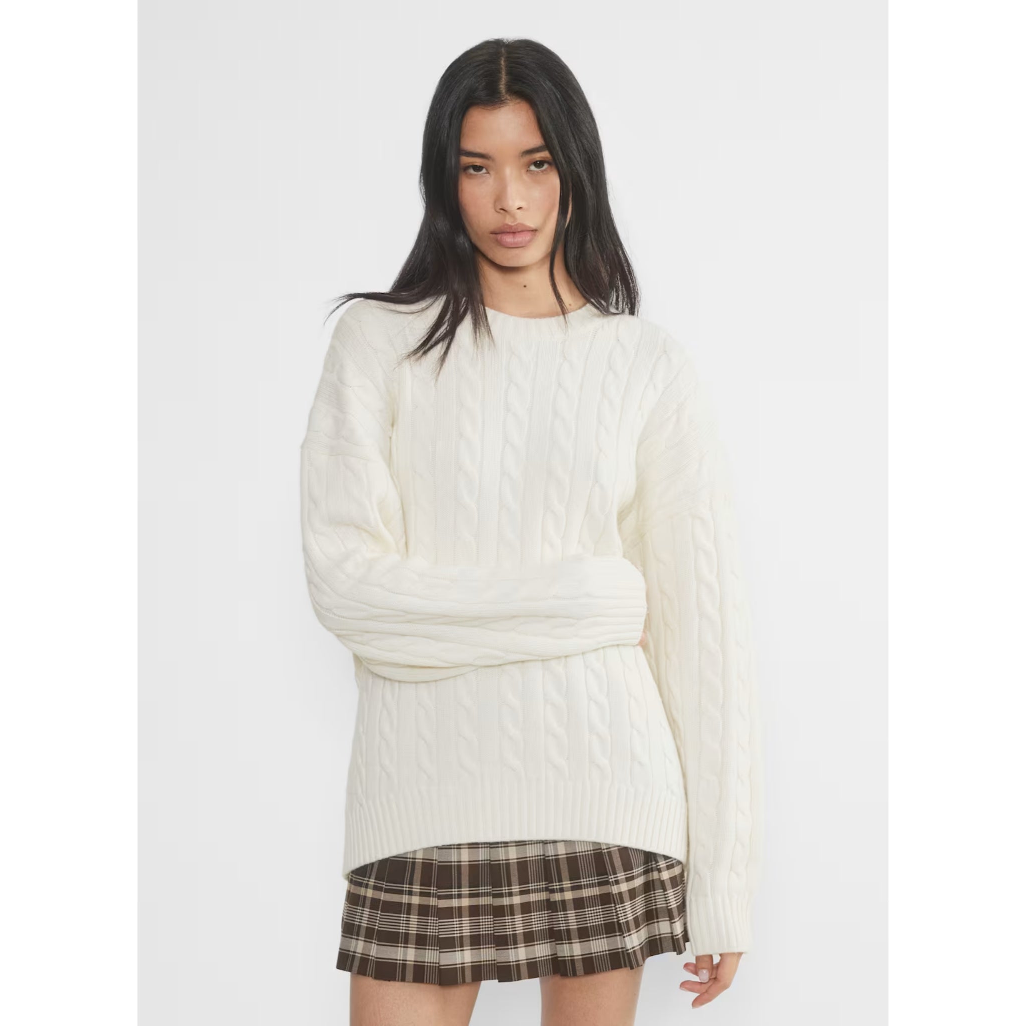 Oversized Cable Knit Sweater (XXS-S)