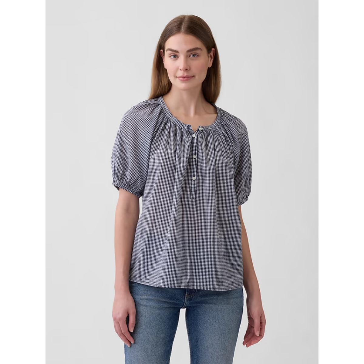 Gap Gingham Puff Sleeve Top (M)