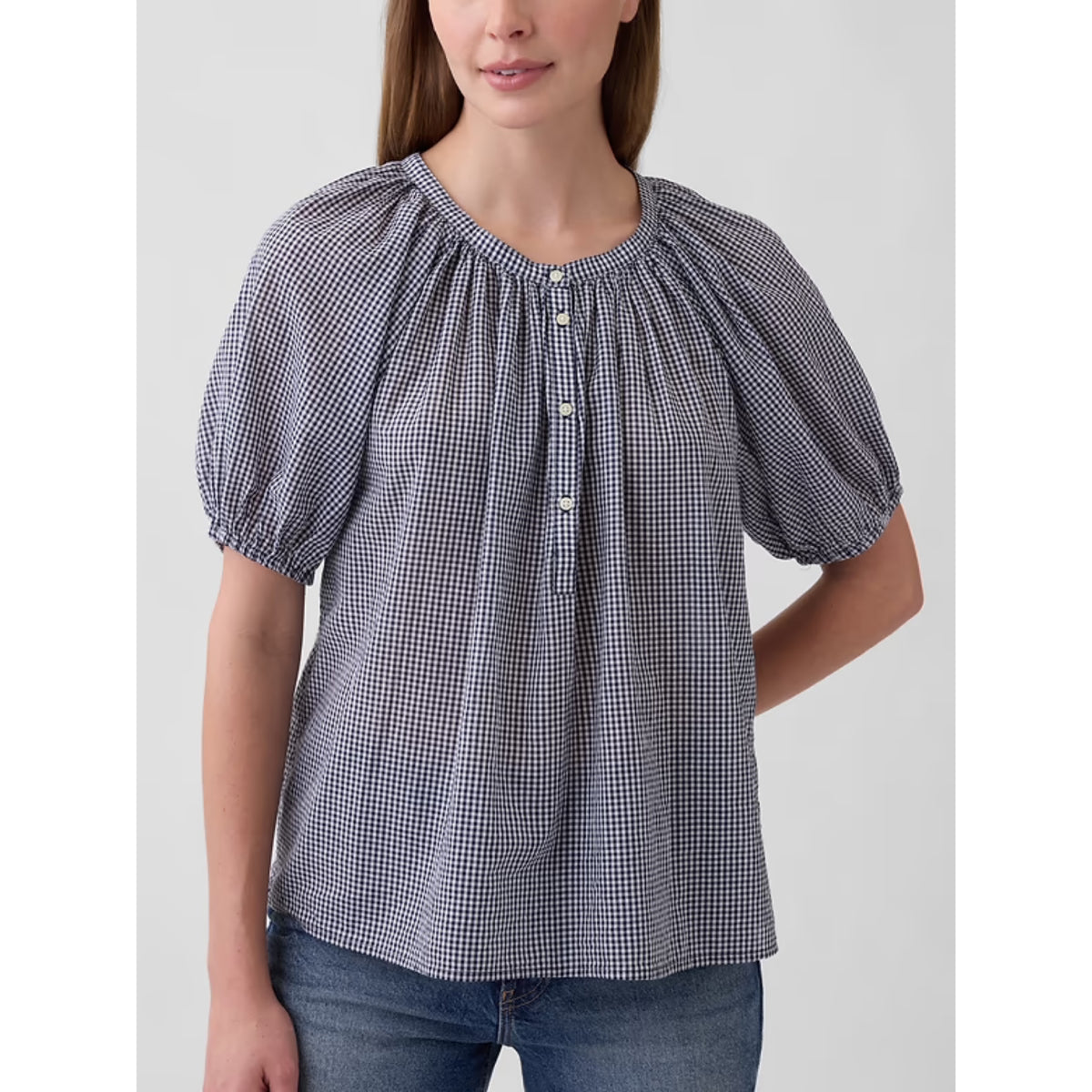 Gap Gingham Puff Sleeve Top (M)