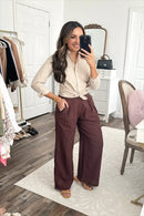 Abercrombie Brown Wide Leg Linen Pants (XL)