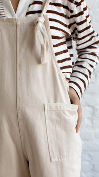 Miou Muse Linen Cotton Wide Leg Overalls (L)