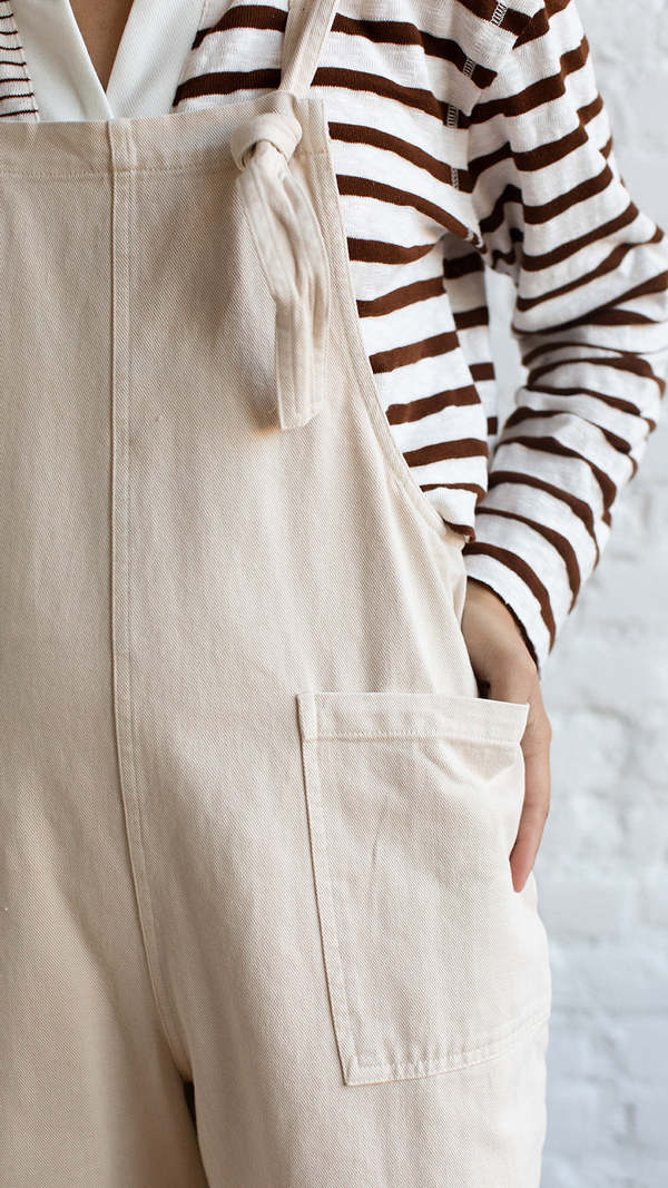 Miou Muse Linen Cotton Wide Leg Overalls (L)