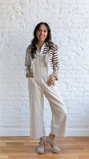 Miou Muse Linen Cotton Wide Leg Overalls (L)