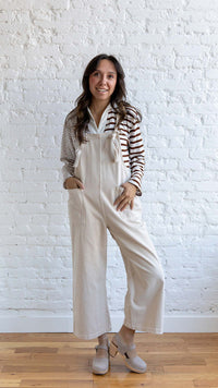 Miou Muse Linen Cotton Wide Leg Overalls (L)