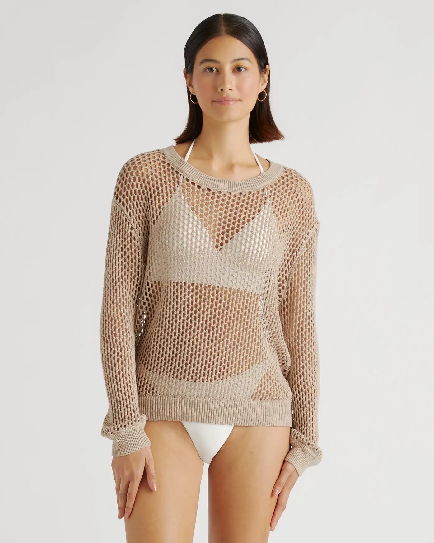 Quince Open Knit Coverup Crew (M)