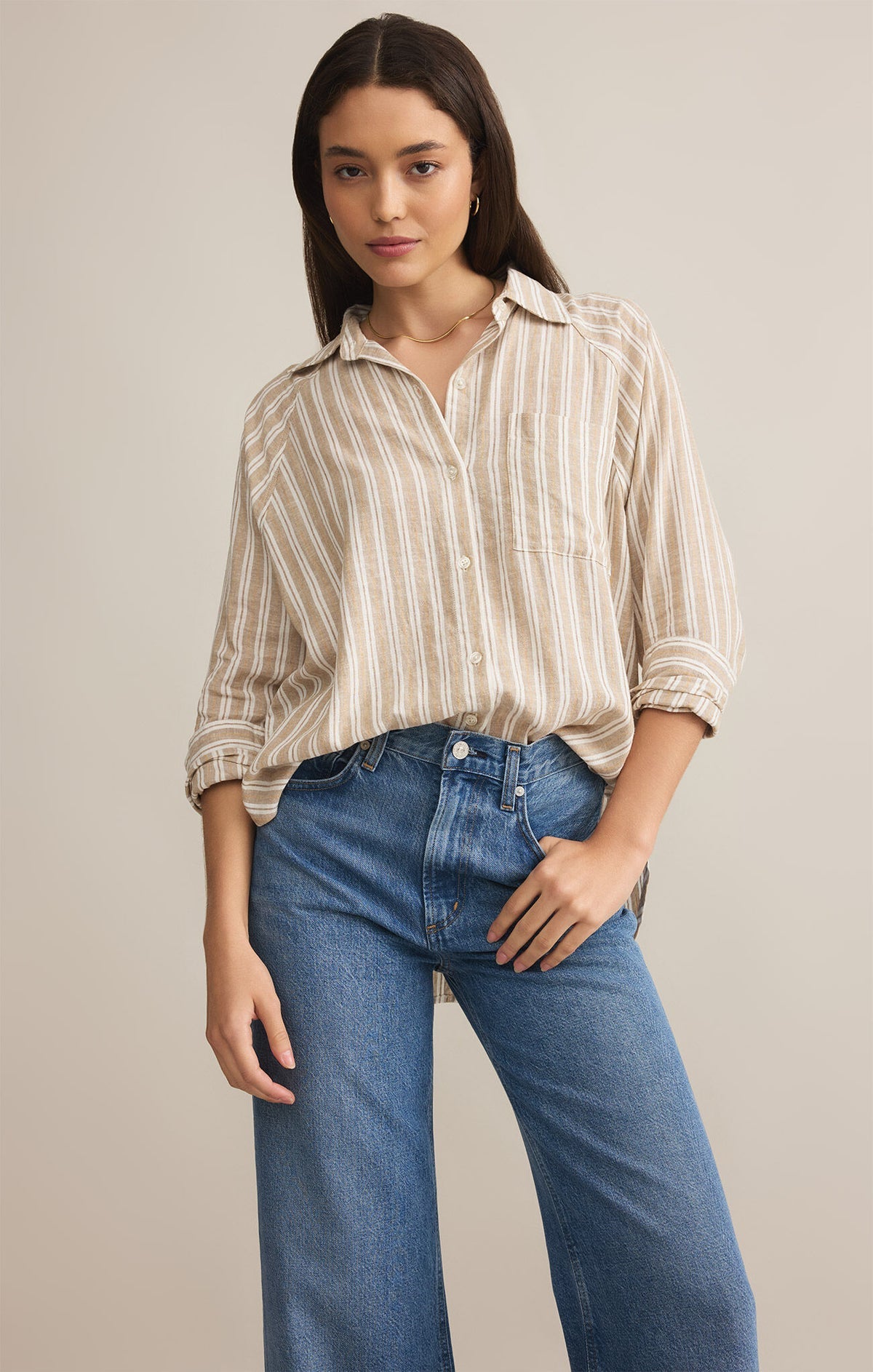Z Supply Linen Blend Button Up (S)