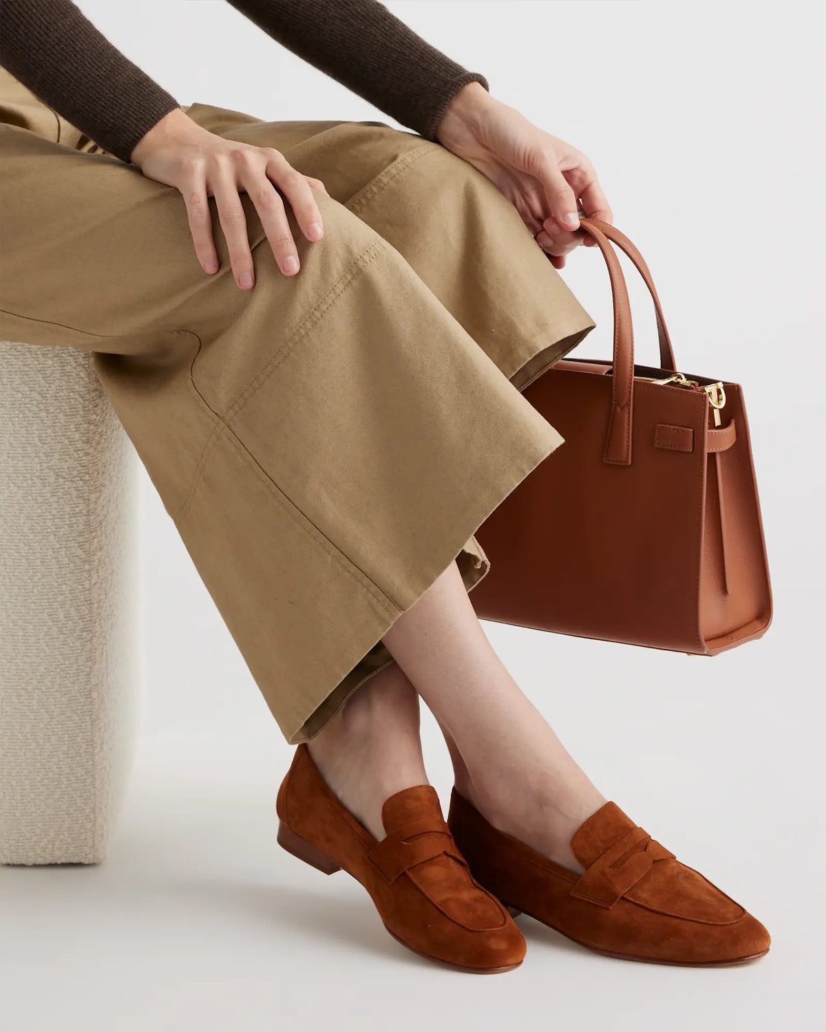 Quince Leather Suede Penny Loafers (6.5)
