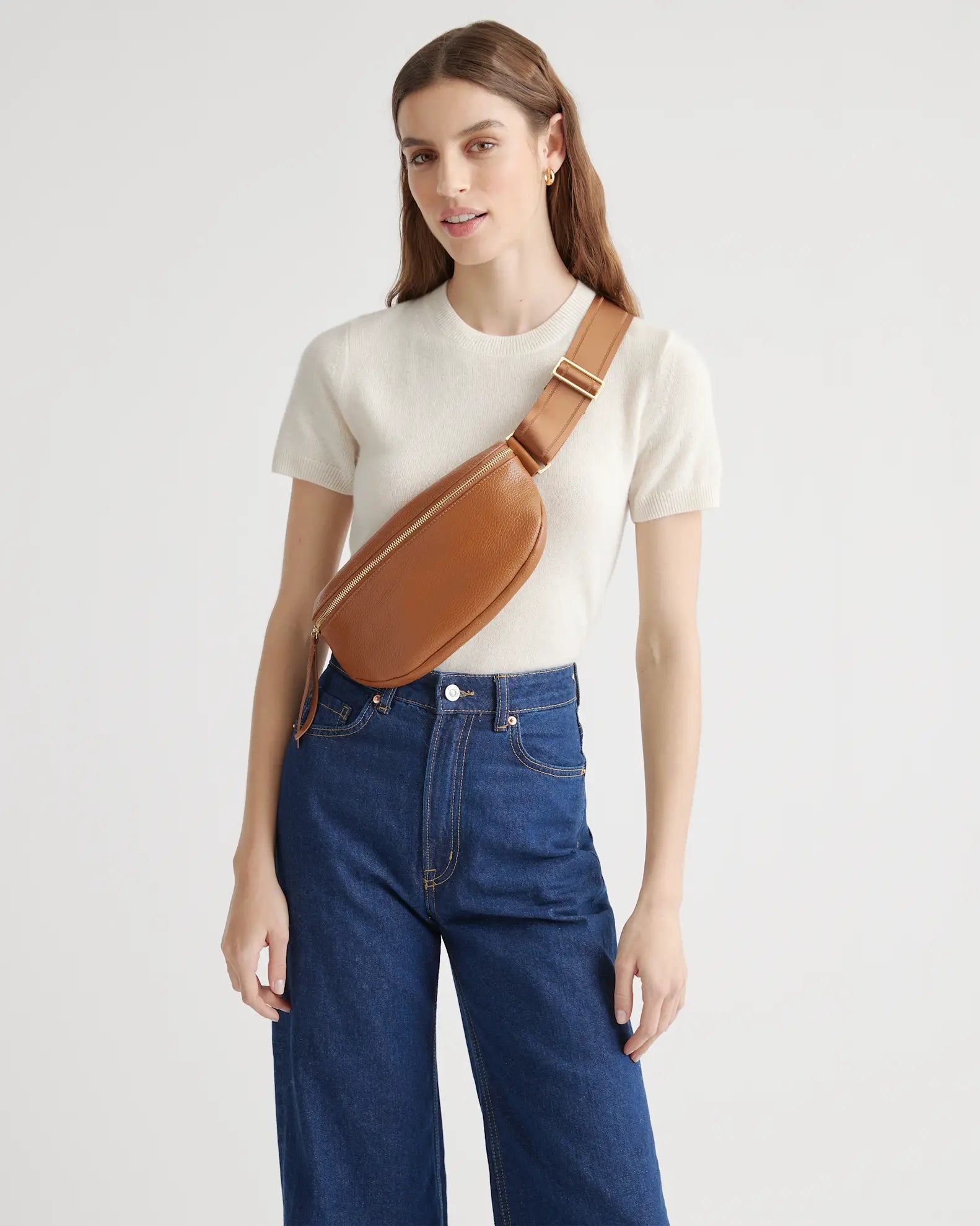 Quince Brown Leather Crossbody Bag