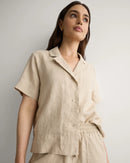 Quince Boxy Linen Button Up (L)