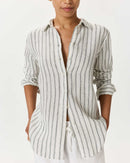 Quince Striped Linen Button Up (M)