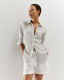 Quince Striped Linen Button Up (M)