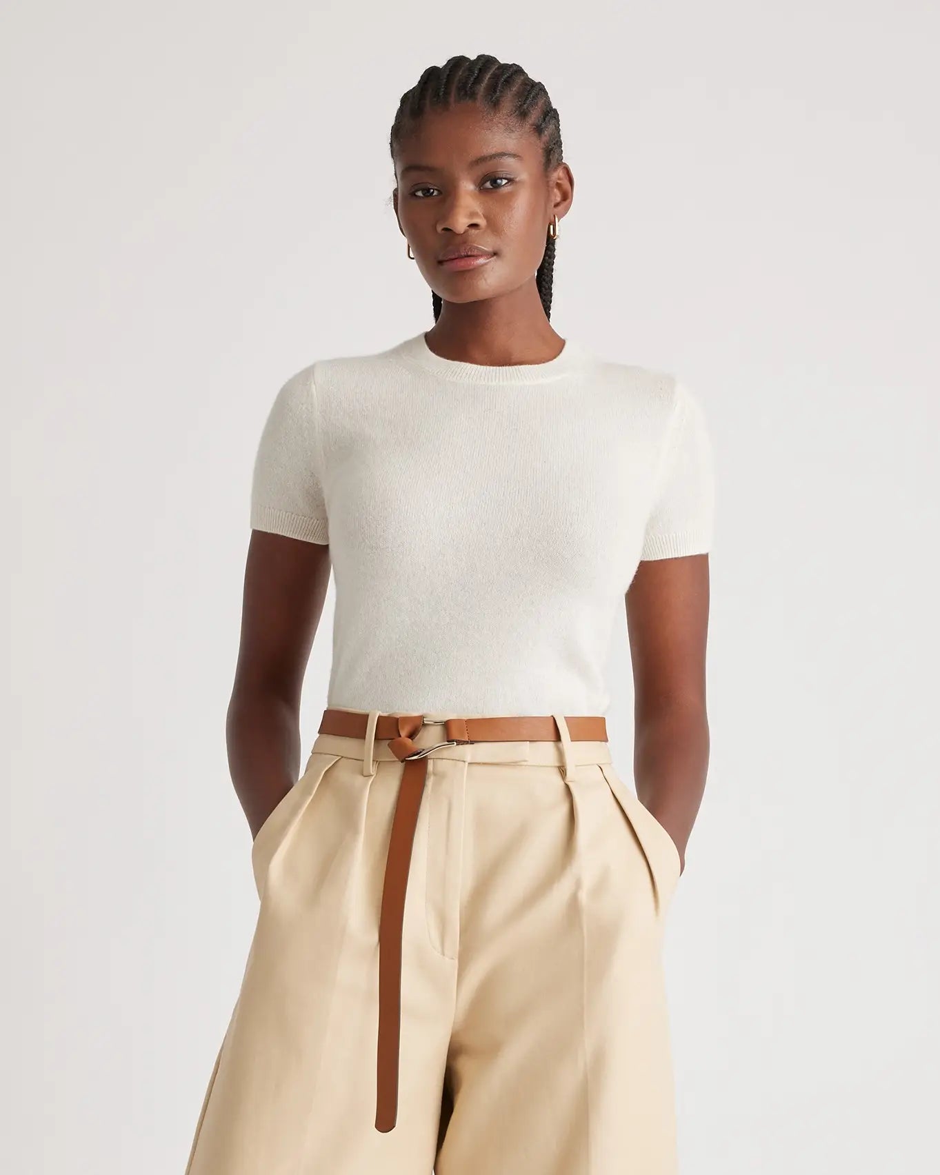 Quince Cashmere Knit Tee (XS)