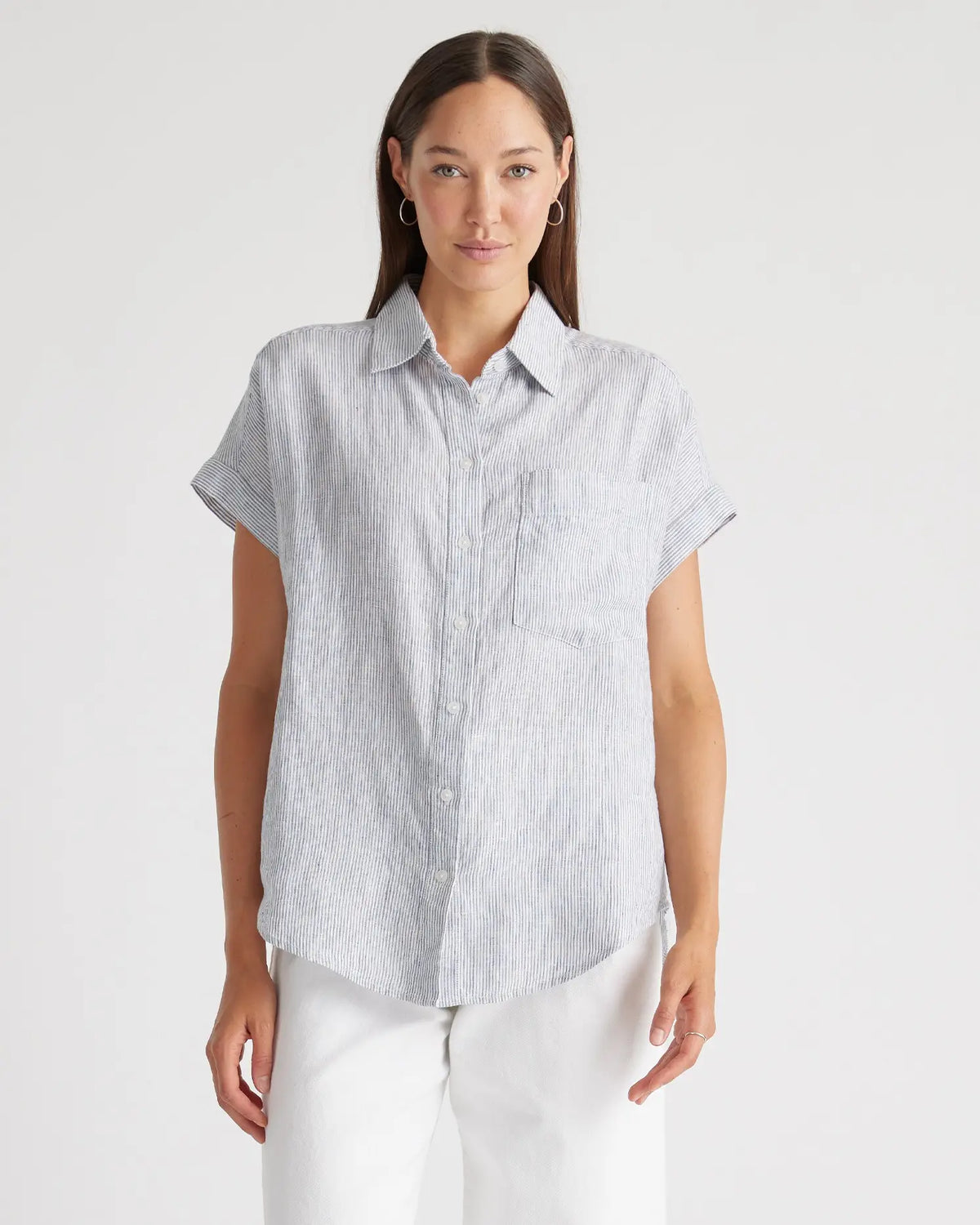 Quince Striped Linen Shirt (M)