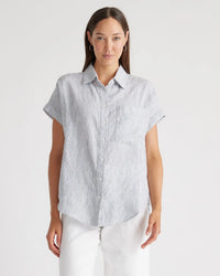 Quince Striped Linen Shirt (M)