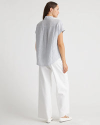 Quince Striped Linen Shirt (M)