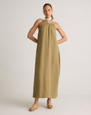 Quince Olive Gauze Maxi Dress (L)