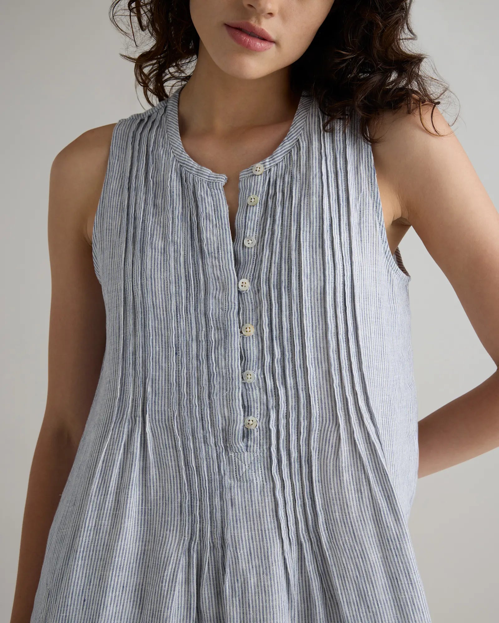 Quince Striped Linen Mini Dress (M)
