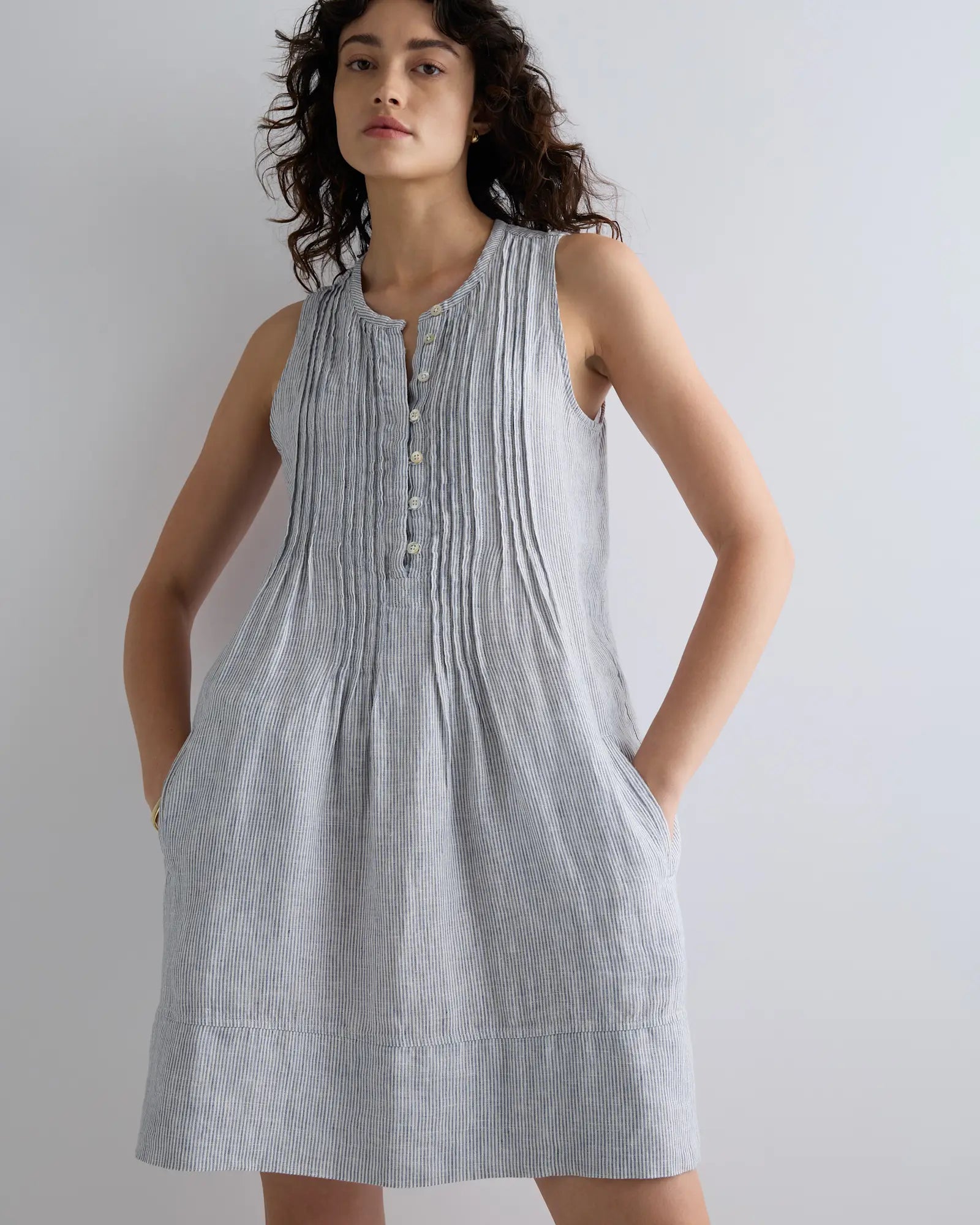 Quince Striped Linen Mini Dress (M)