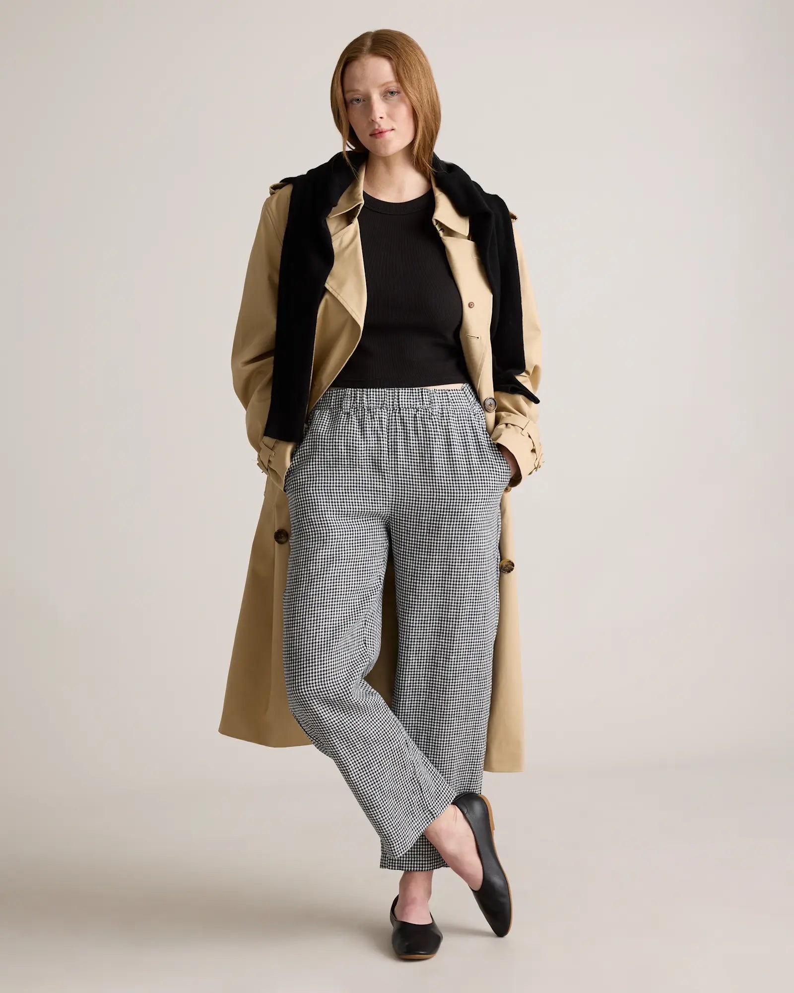 Quince Linen Gingham Pants (S)