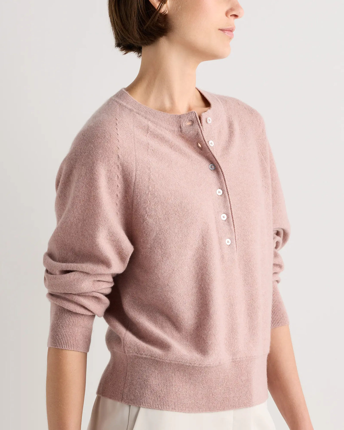 Quince Cashmere Henley Sweater (L)