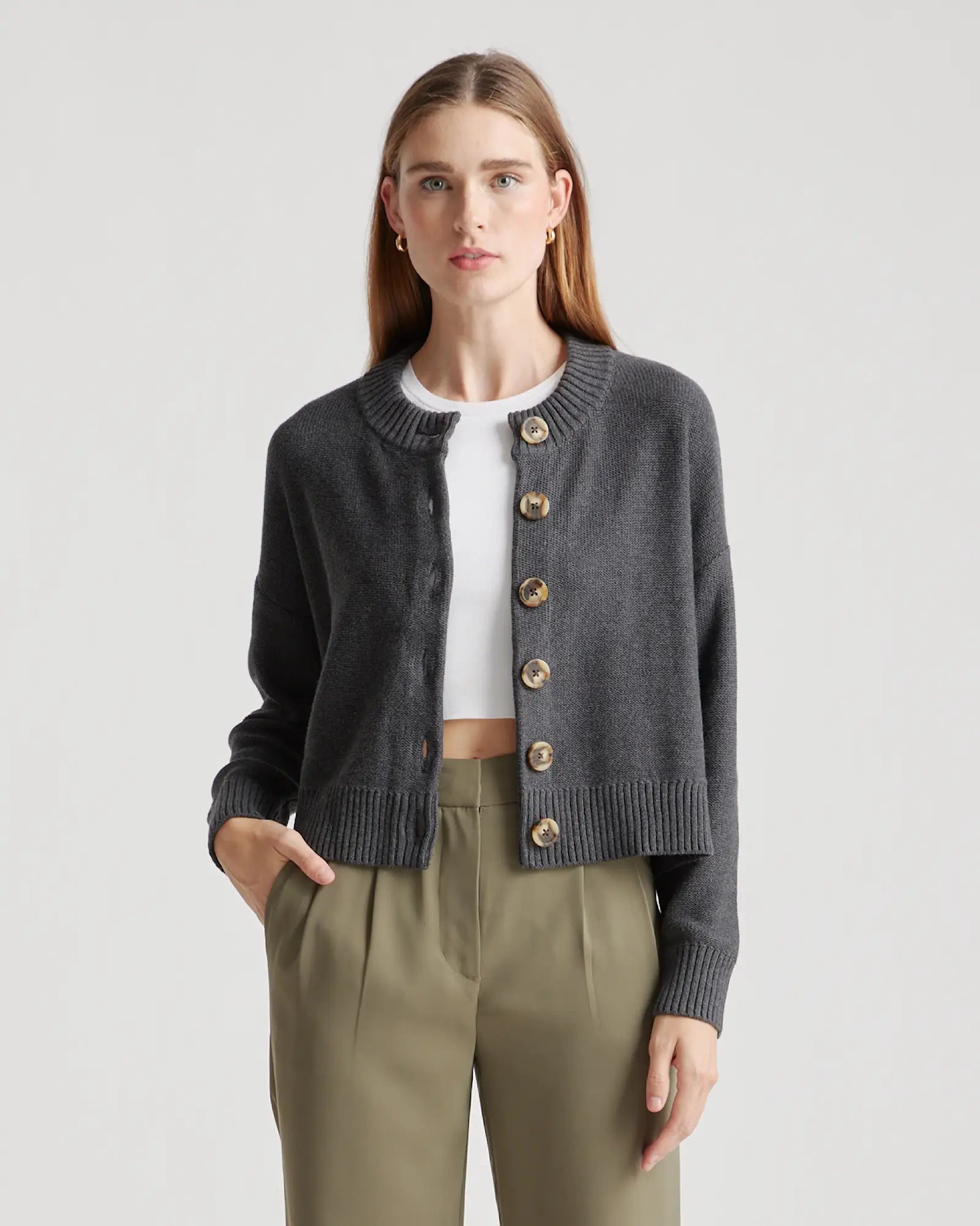 Quince Charocal Organic Cotton Cardigan (L)
