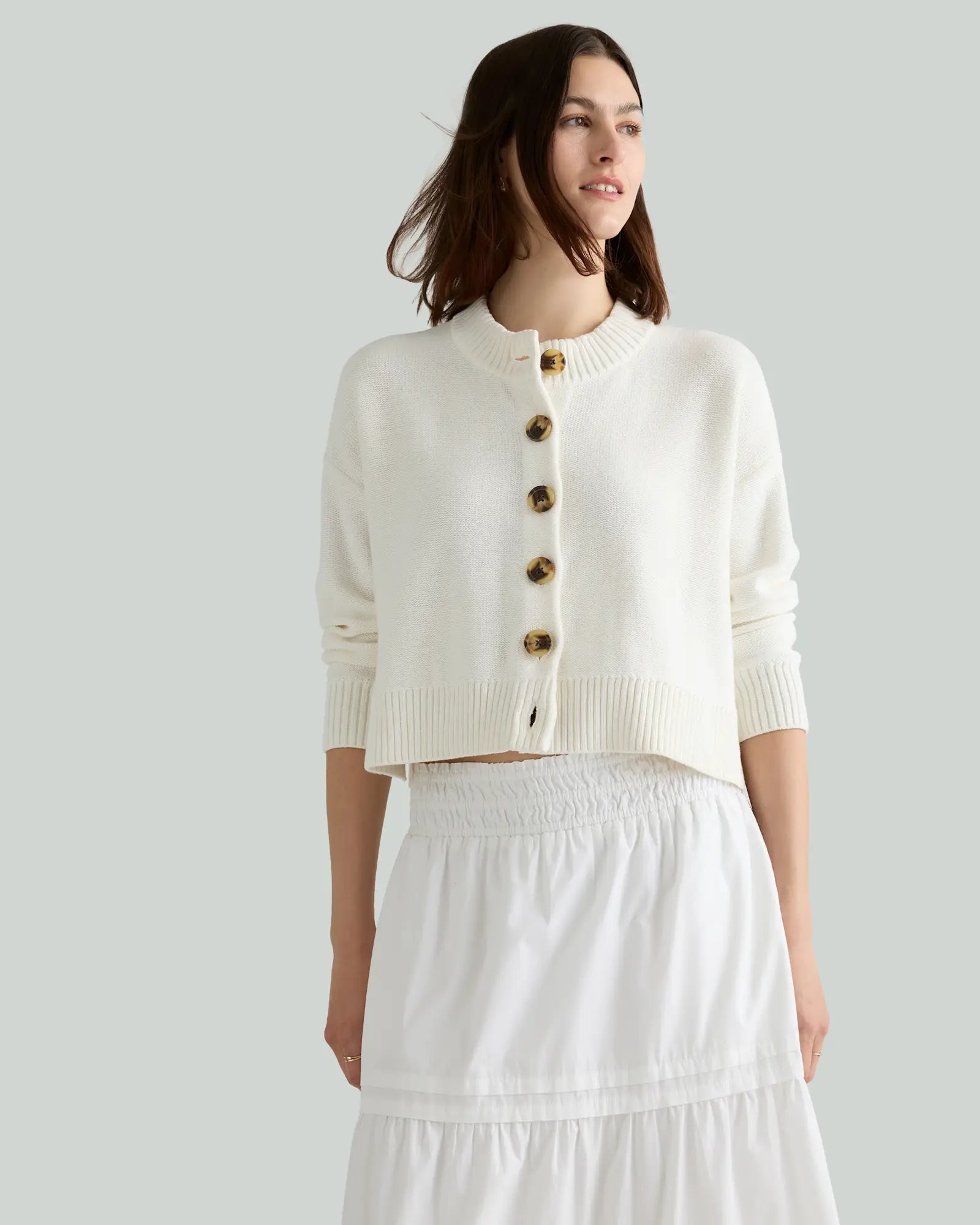Quince Organic Cotton Boxy Cardigan (M)