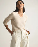 Quince Cotton Cashmere V Neck Sweater (M)