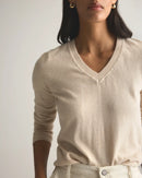 Quince Cotton Cashmere V Neck Sweater (M)
