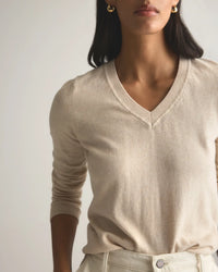 Quince Cotton Cashmere V Neck Sweater (M)