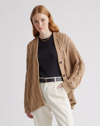 Quince Oversized Cable Knit Cardigan (S)