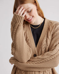 Quince Oversized Cable Knit Cardigan (S)