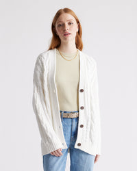 Quince Chunky Cable Knit Cardigan (S)