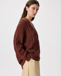Quince Organic Cotton Cable Knit Cardigan (S)