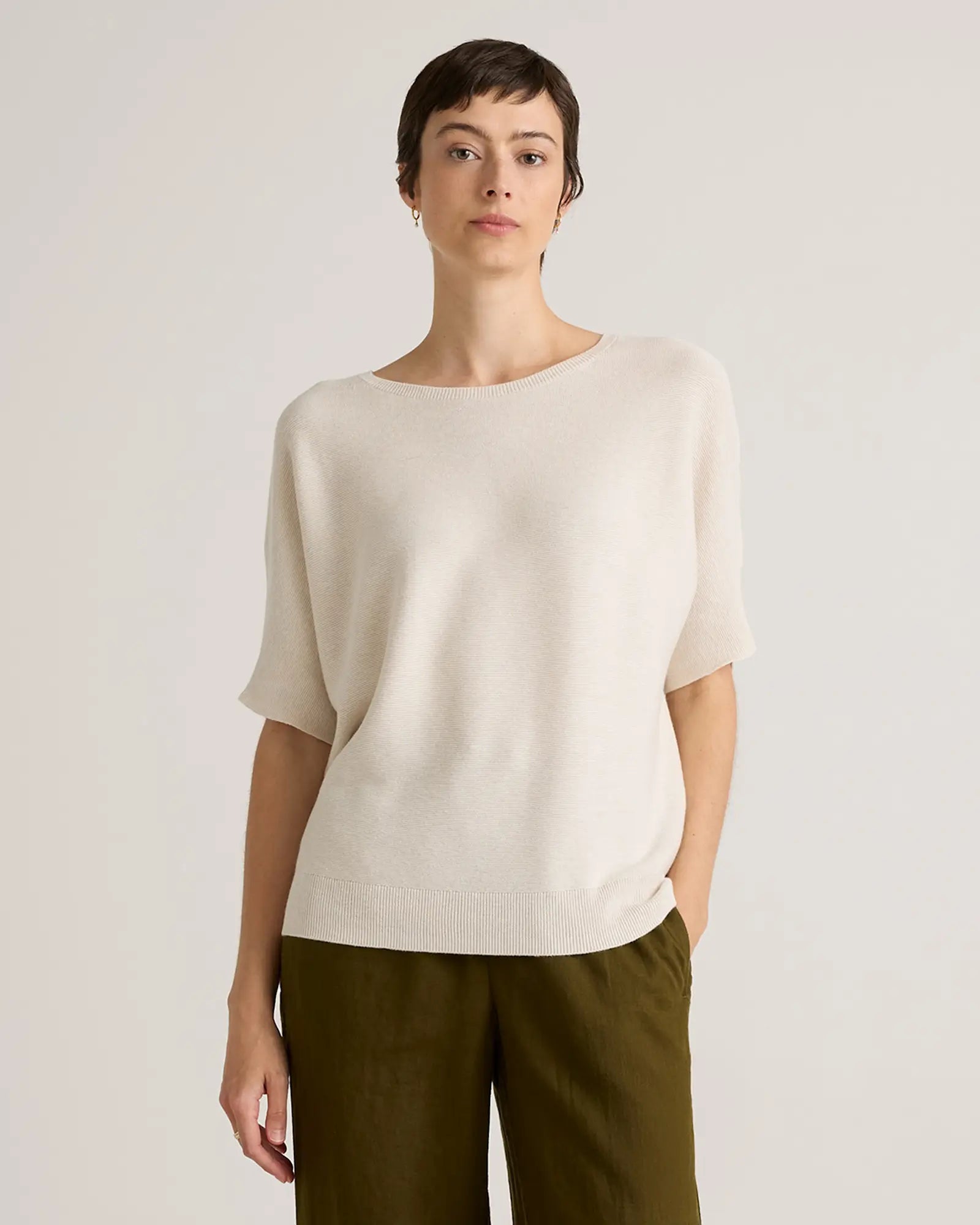 Quince Cotton Cashmere Dolman Sweater (M)