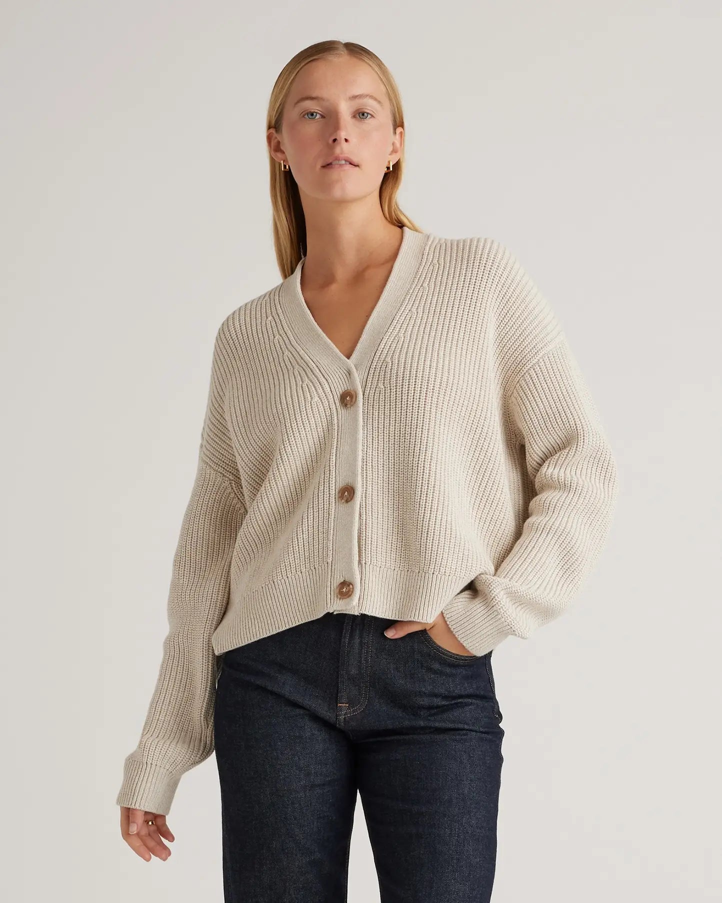 Quince Cotton Fisherman Cardigan (L)