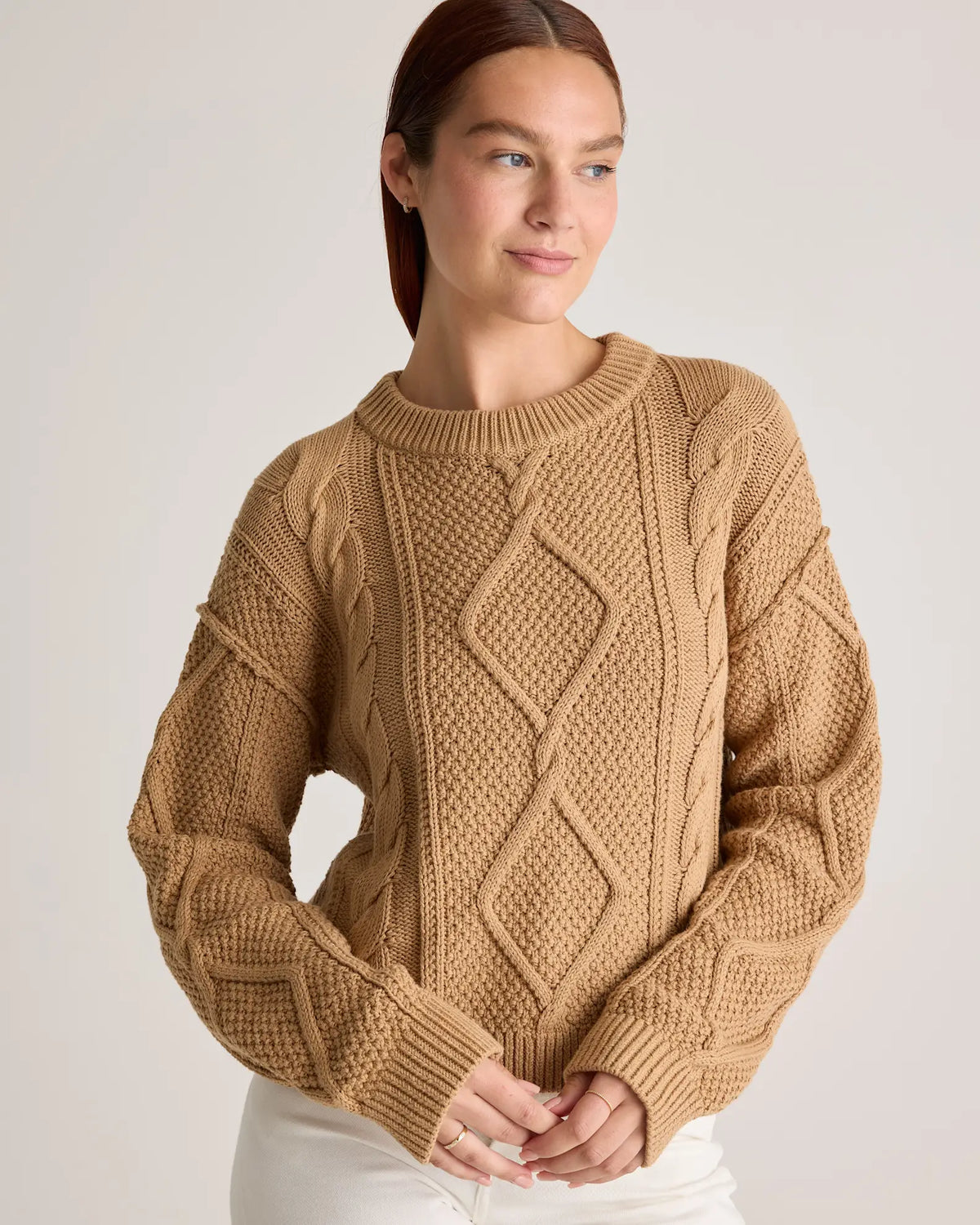 Quince Cable Knit Cotton Sweater (XL)