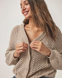 Splendid Neutral Crochet Cardigan (XS)