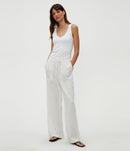White Wide Leg Linen Pants (L)