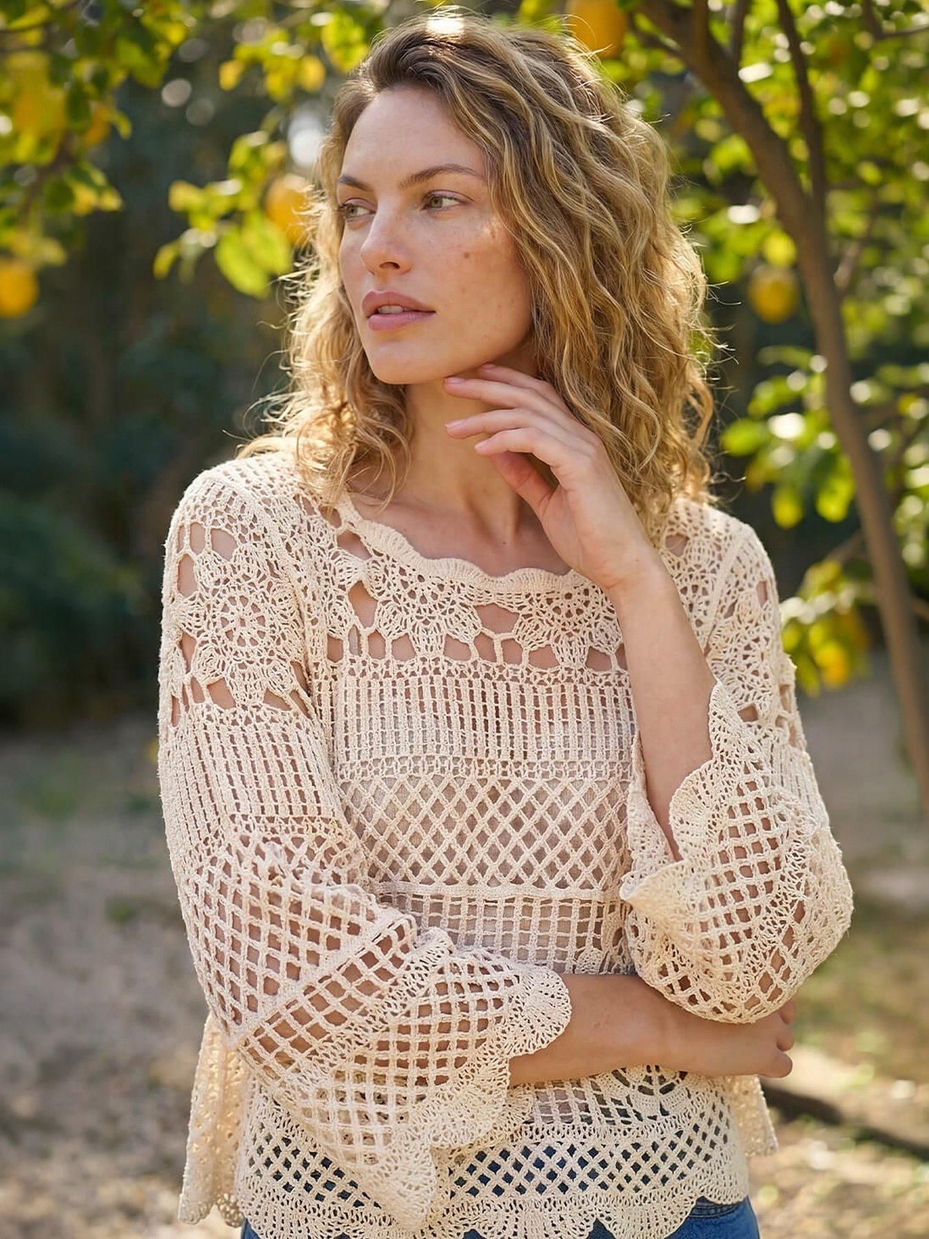Crochet Knit Cotton Top (S)