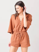 Z Supply Rust Gauze Romper (L)