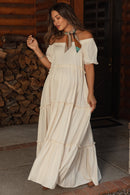 Cream Tiered Maxi Dress (S)