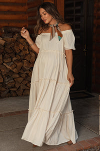 Cream Tiered Maxi Dress (S)