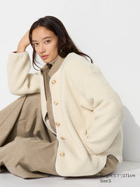 Oversized Button Up Sherpa Jacket (XS)