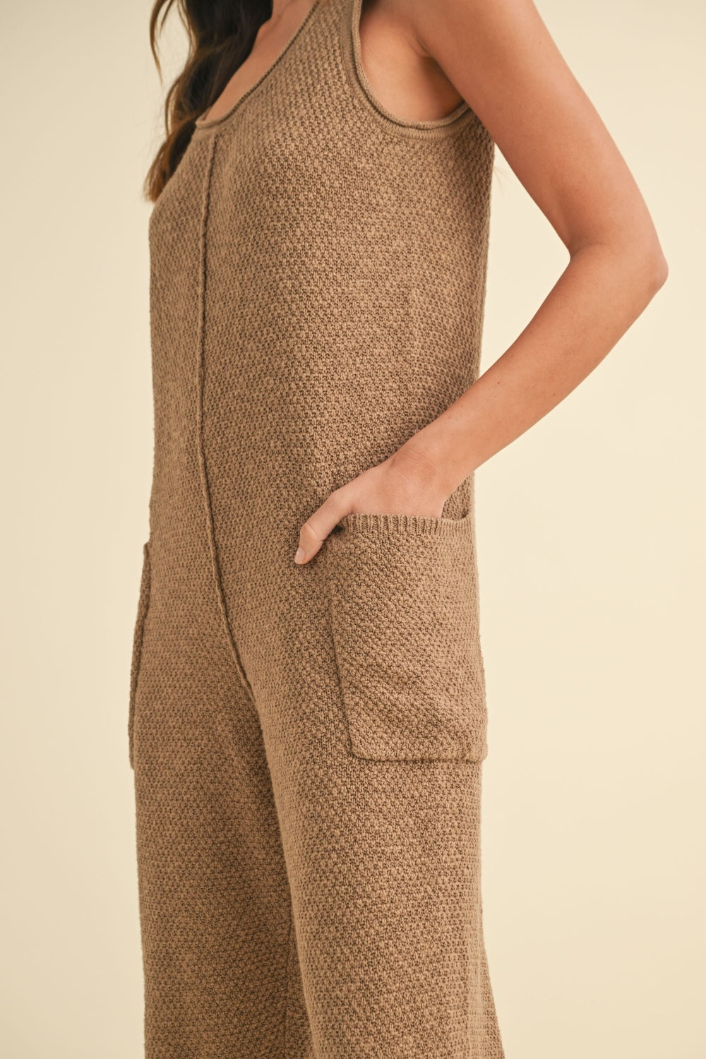 Mable Brown Waffle Jumpsuit (S)