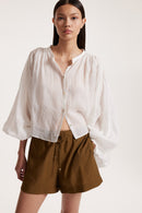 Puff Sleeve Button Up Blouse (S)