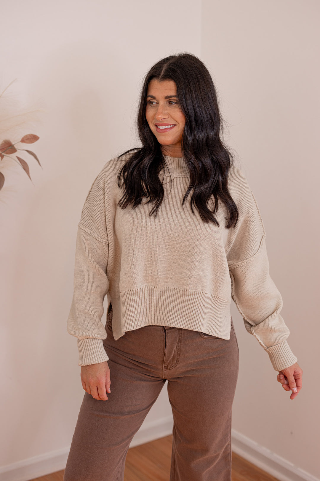 In Loom Ribbed Mockneck Sweater (L)