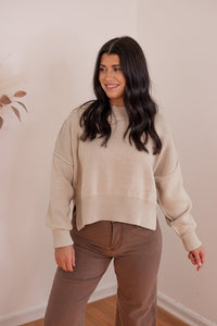 In Loom Ribbed Mockneck Sweater (L)